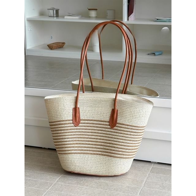 Tote Straw Striped Bag