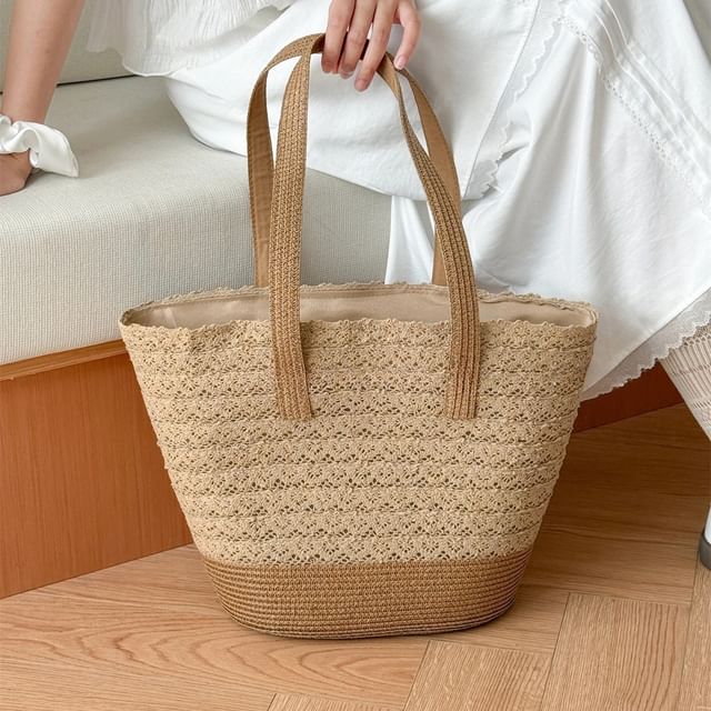 Bag Tote Panel Straw Lace