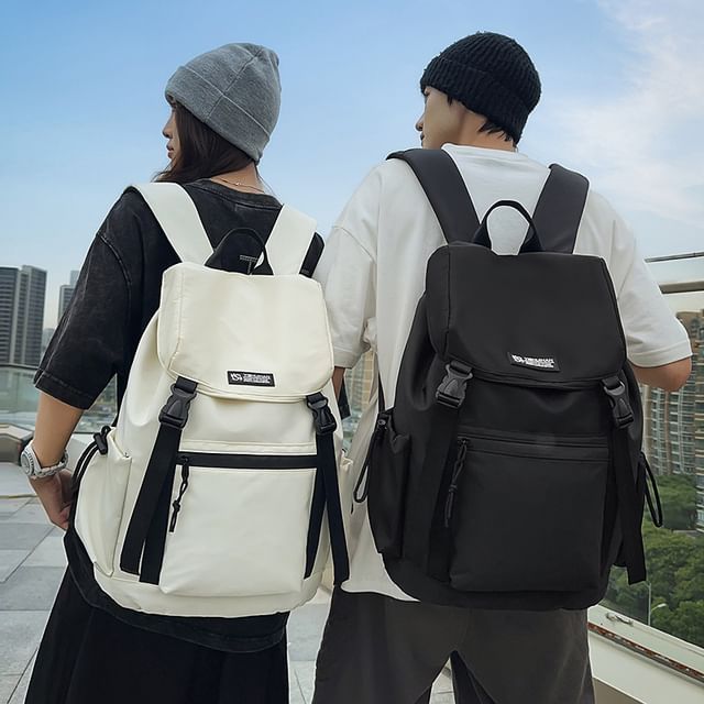 Lettering Flap Buckled Backpack