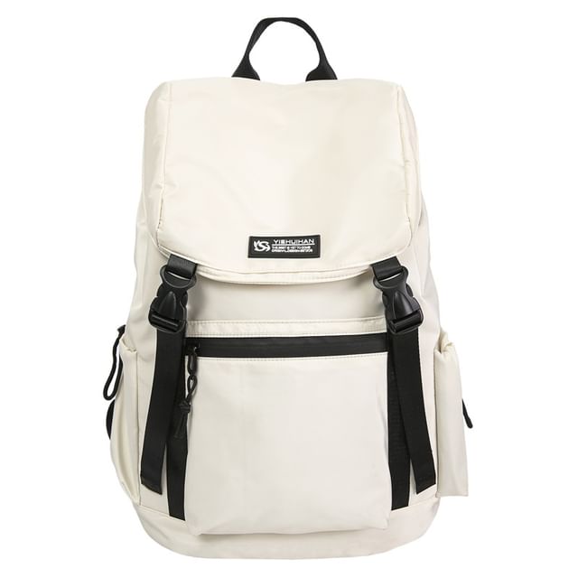 Lettering Flap Buckled Backpack