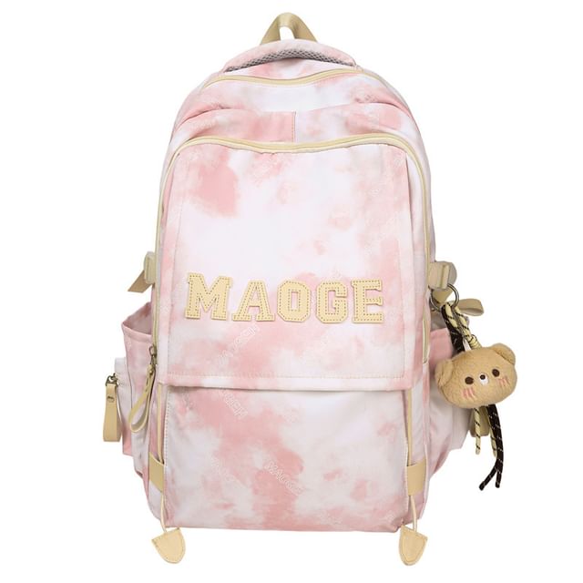 Lettering Tie Backpack Set Bag / Charm Dye