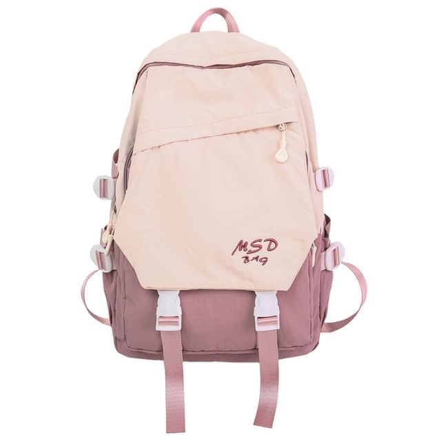 Flap Buckled Lettering Backpack