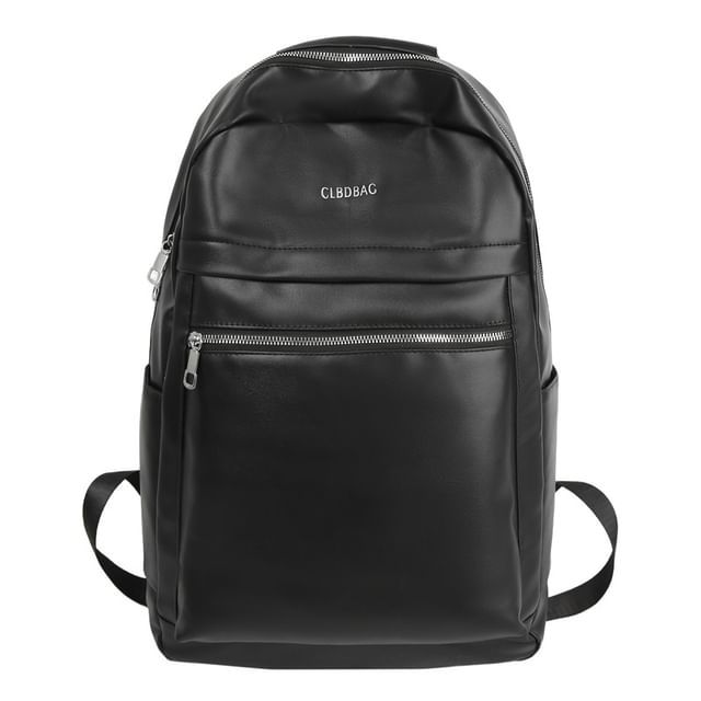 Lettering Backpack Faux Leather