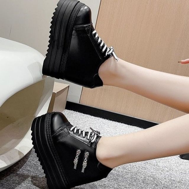 Hidden Sneakers Platform Wedge Panel Zip