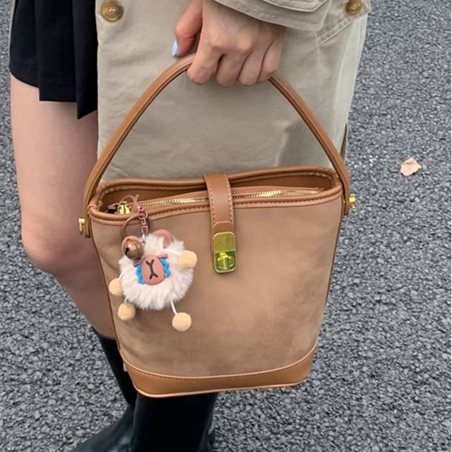 Piped Leather Faux Crossbody Bag