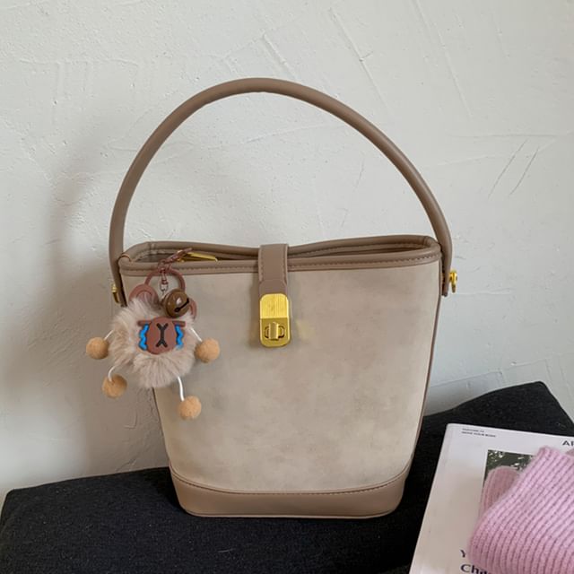 Piped Leather Faux Crossbody Bag