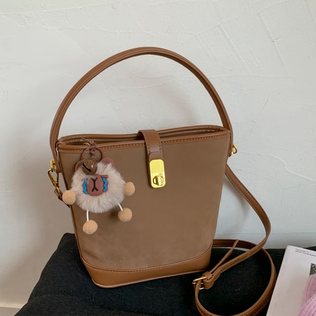 Piped Leather Faux Crossbody Bag
