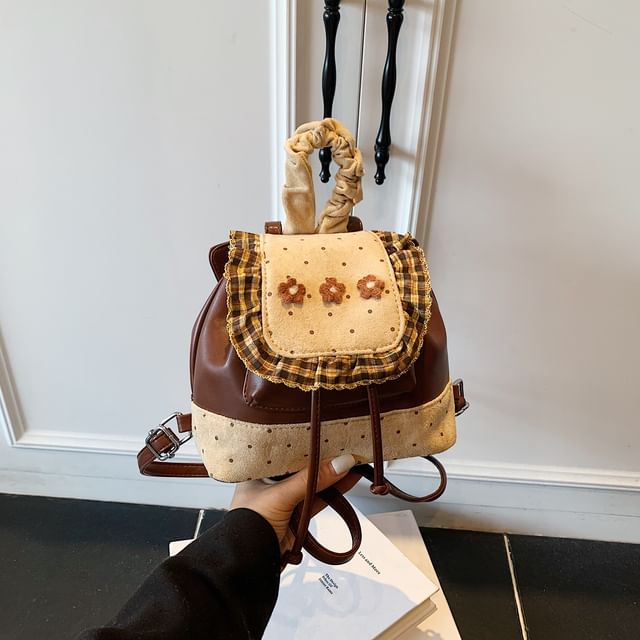 Panel Small Dotted Ruffle Floral Backpack