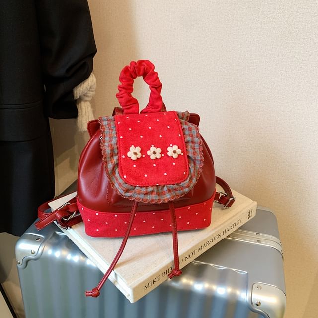 Panel Small Dotted Ruffle Floral Backpack