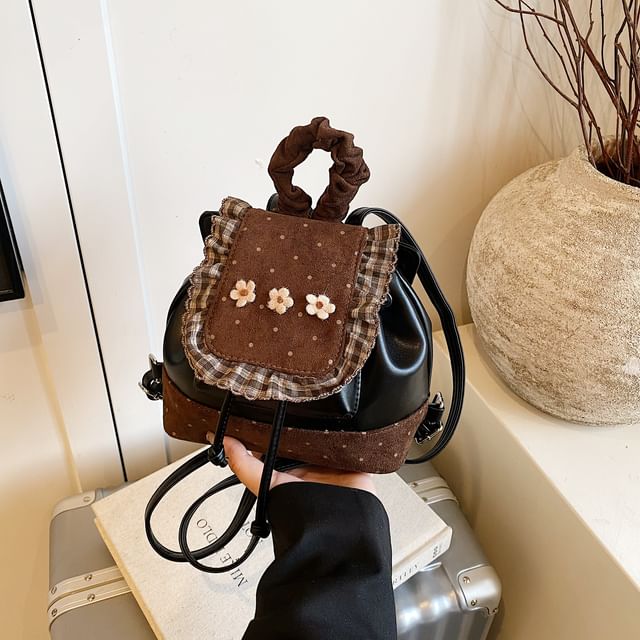 Panel Small Dotted Ruffle Floral Backpack