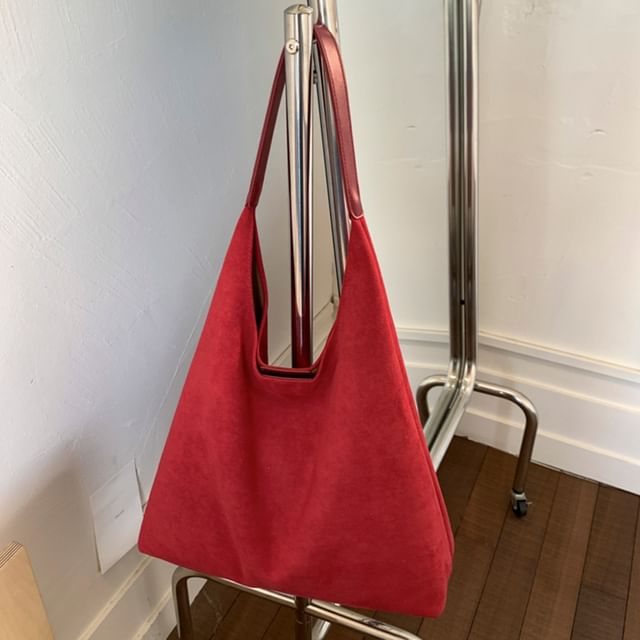 Suede Pouch Bag Tote Faux With