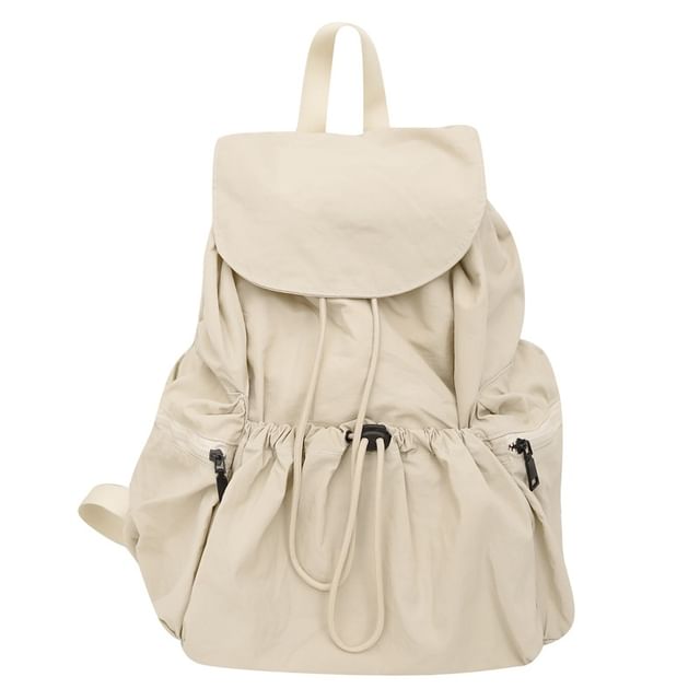 Drawstring Nylon Unisex Backpack Plain