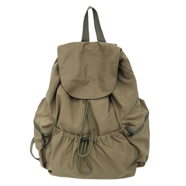 Drawstring Nylon Unisex Backpack Plain