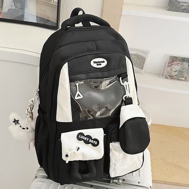 Backpack Purse Coin Panel Buckled With Nylon Applique PVC