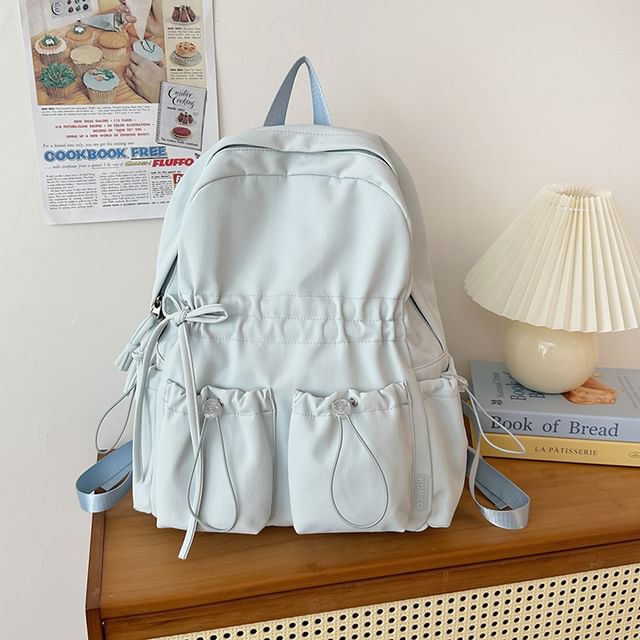 Bow Drawstring Backpack Nylon Plain