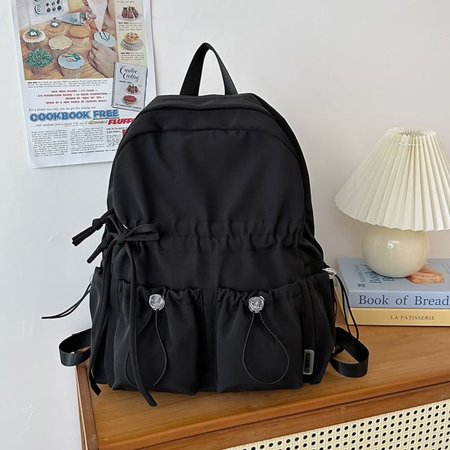 Bow Drawstring Backpack Nylon Plain