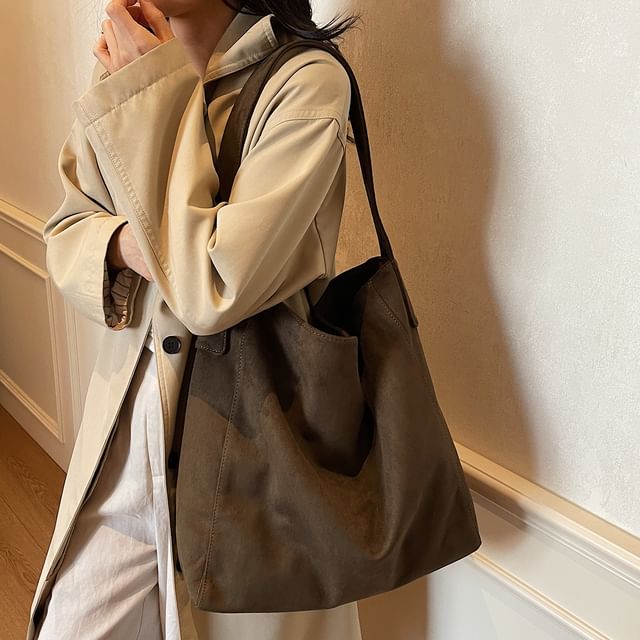 Faux Suede Tote Bag