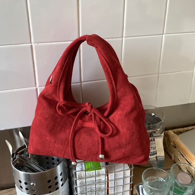 Faux Bag Top Crossbody Handle Plain Suede