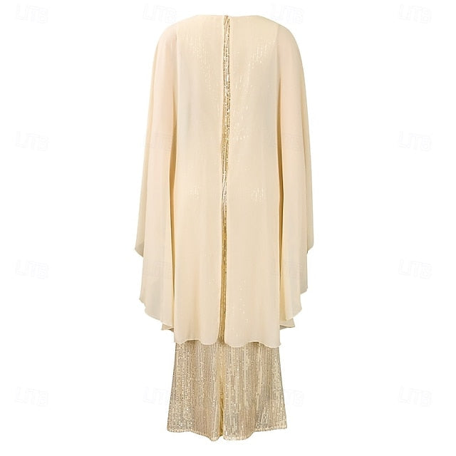 Bride the Elegant Floor Length Neck of Dress Crew Mother