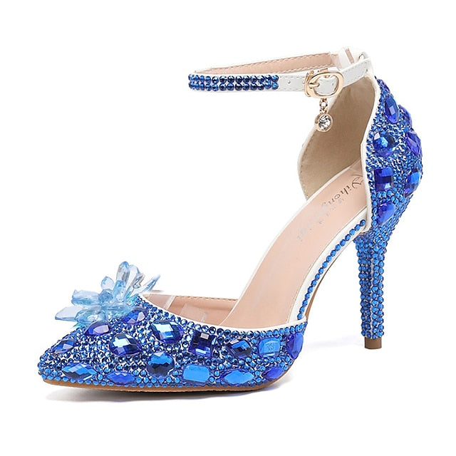 Sandals Heel Elegant Purple Rhinestone – Women's High