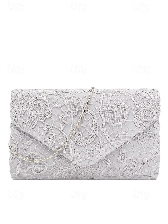 Women's Chain Clutch Evening Strap Bag with Lace