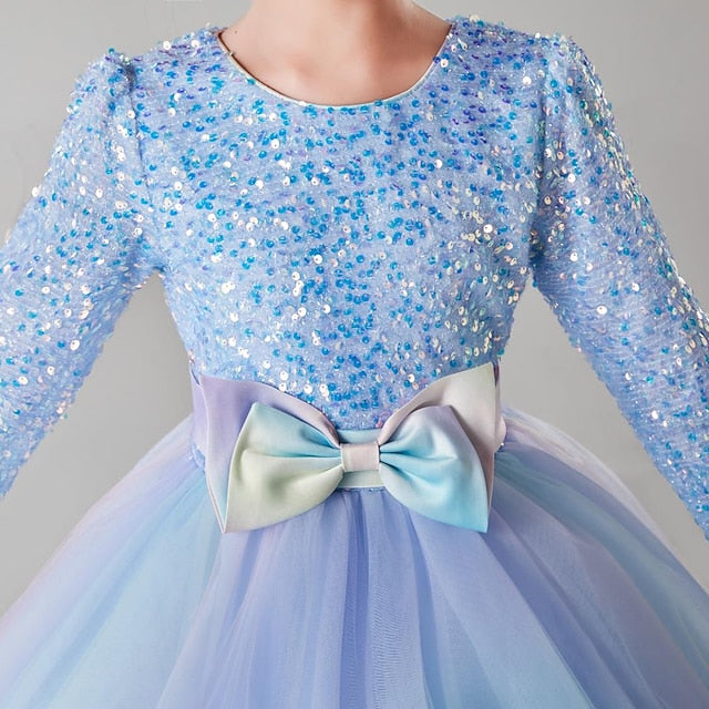 Girl Girls' Long Kids Solid Dress Color Party Flower