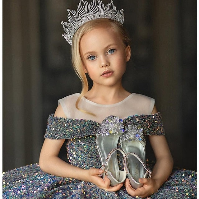 Dress Party Flower Solid Girls' Girl Color Kids