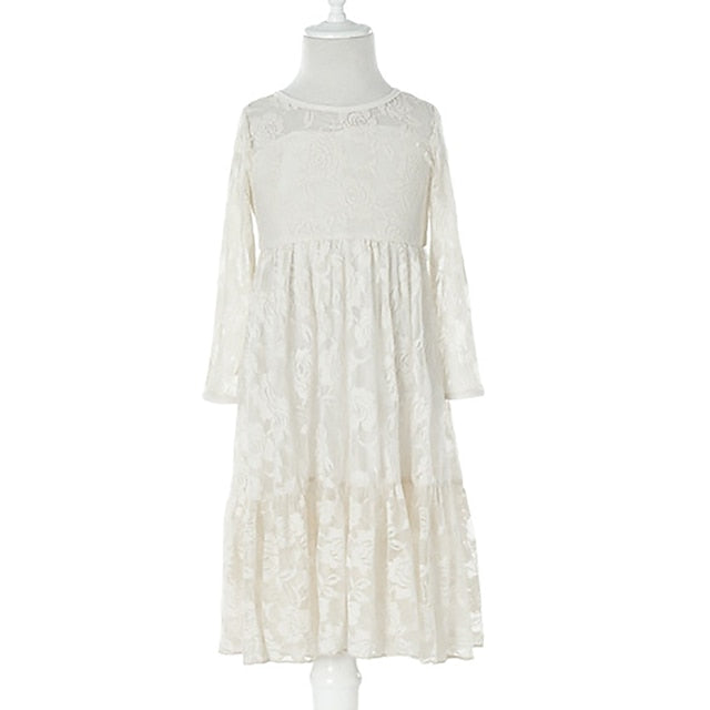 Flower Colored Kids Girl Girls' Long Solid Dress