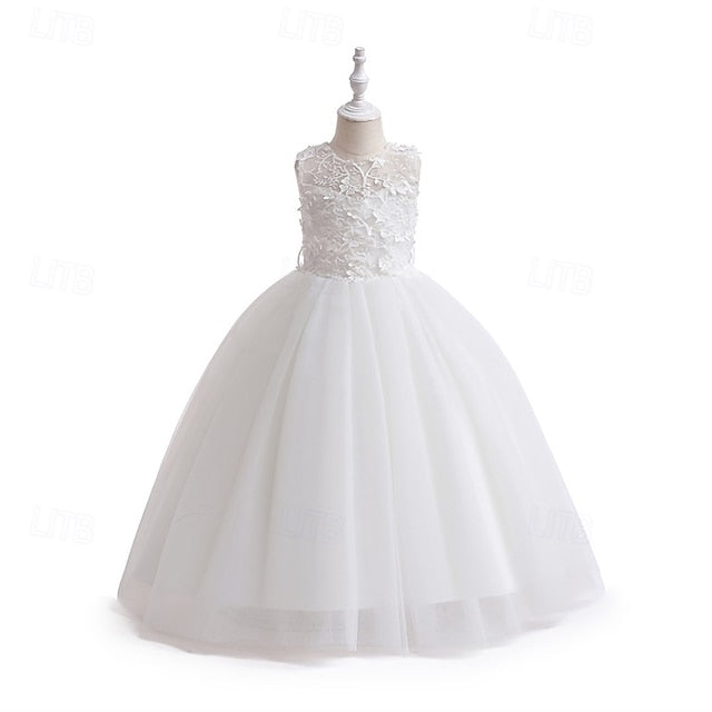 Party Girl Girls' Kids Solid Color Flower Dress