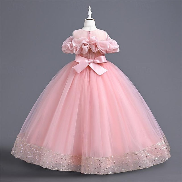 Girls' Color Girl Party Solid Dress Flower 3D