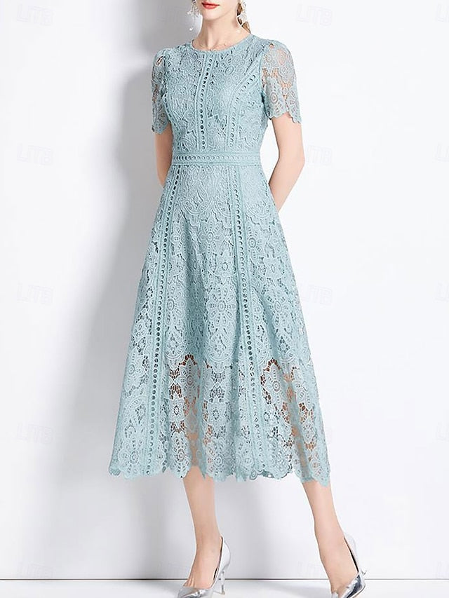 Tea of Mother Length Crew Dress Elegant the Neck Bride