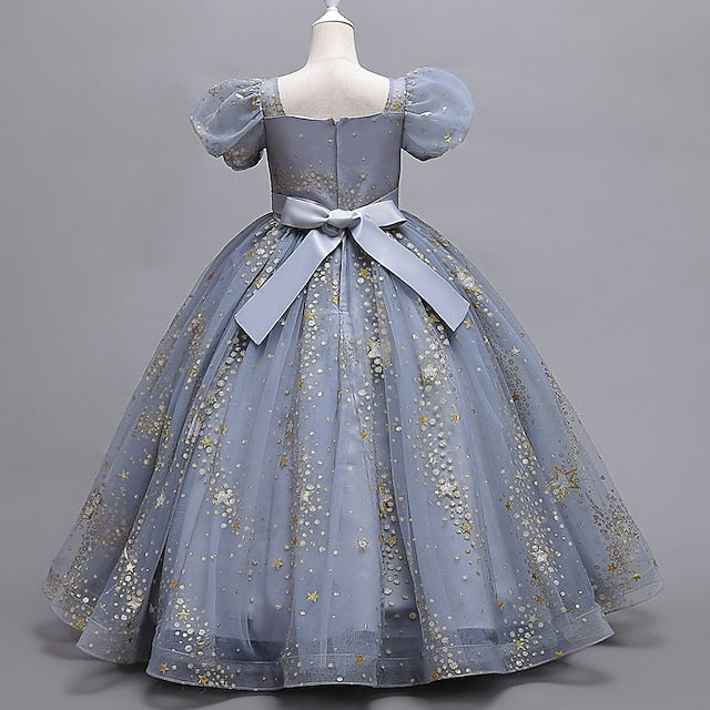 Girls' Star Dot Flower Short Kids Dress Party Polka