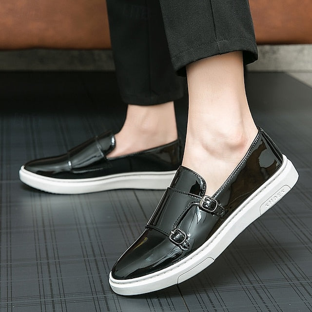 Men's White Monk Strap Slip-On Loafers – Elegant Casual