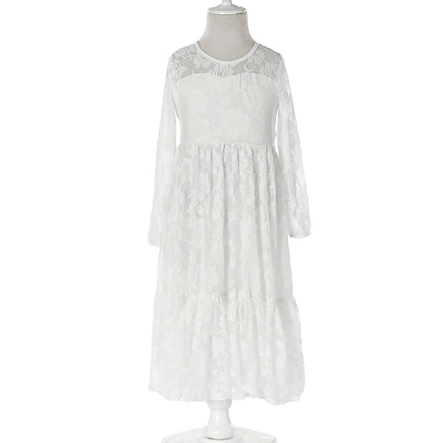 Flower Colored Kids Girl Girls' Long Solid Dress
