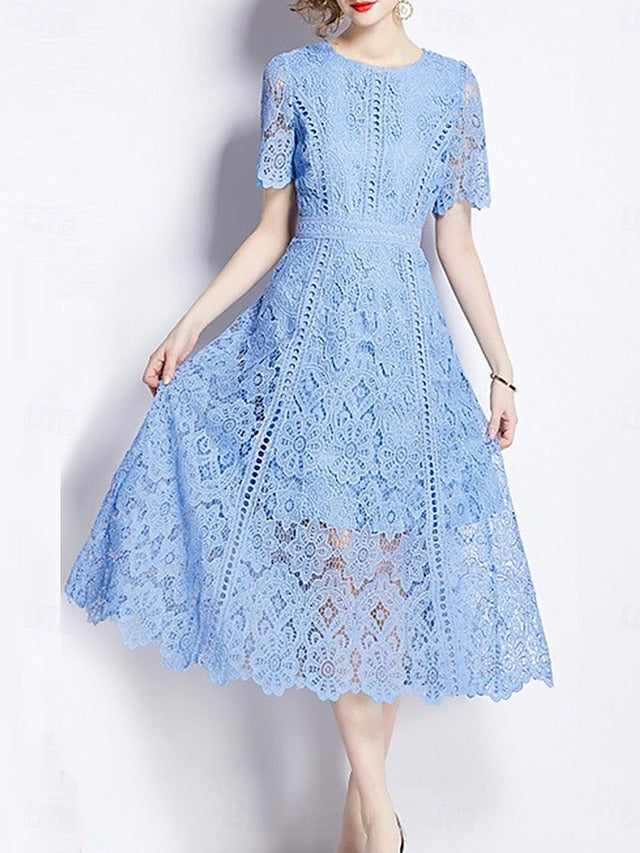 Tea of Mother Length Crew Dress Elegant the Neck Bride