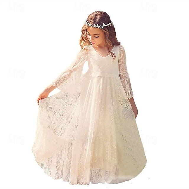 Lace Formal Dress Flower Kid's Girls' Girl
