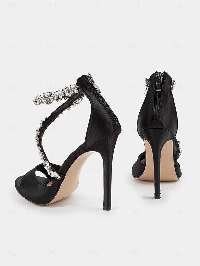 Heels Women's Stiletto Elegant – Rhinestone-Embellished