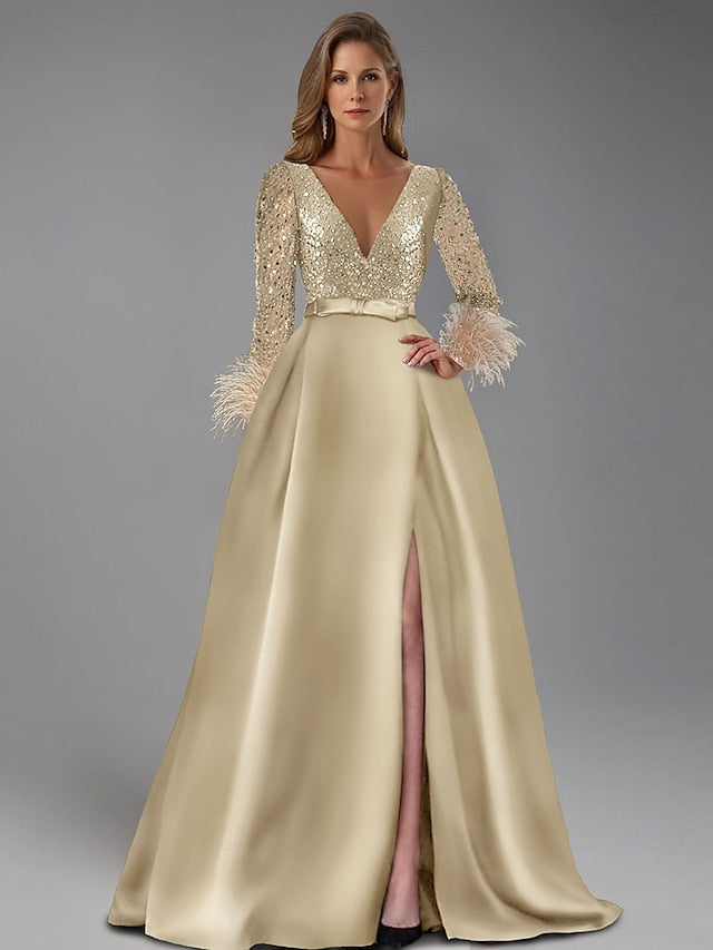 Elegant Length A-Line Gown Dress Formal Long Floor Evening
