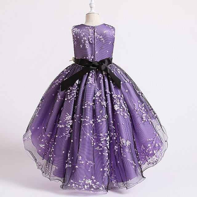 Dress Kids Sleeveless Solid Colored Floral Girls' Wedding