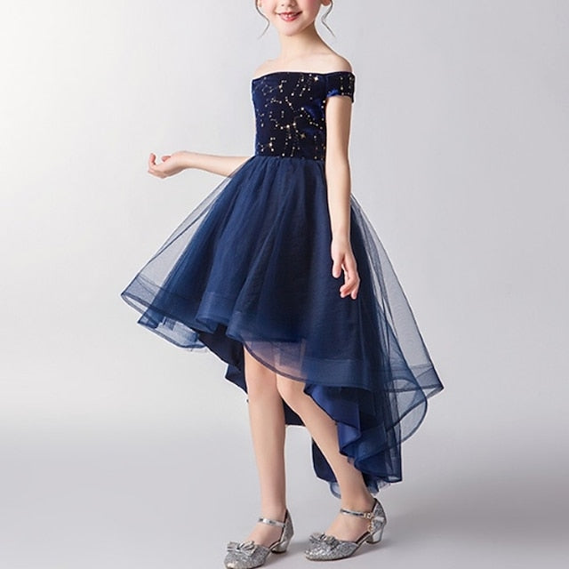 Dress Performance Party Color Sleeveless Kids Girls' Solid