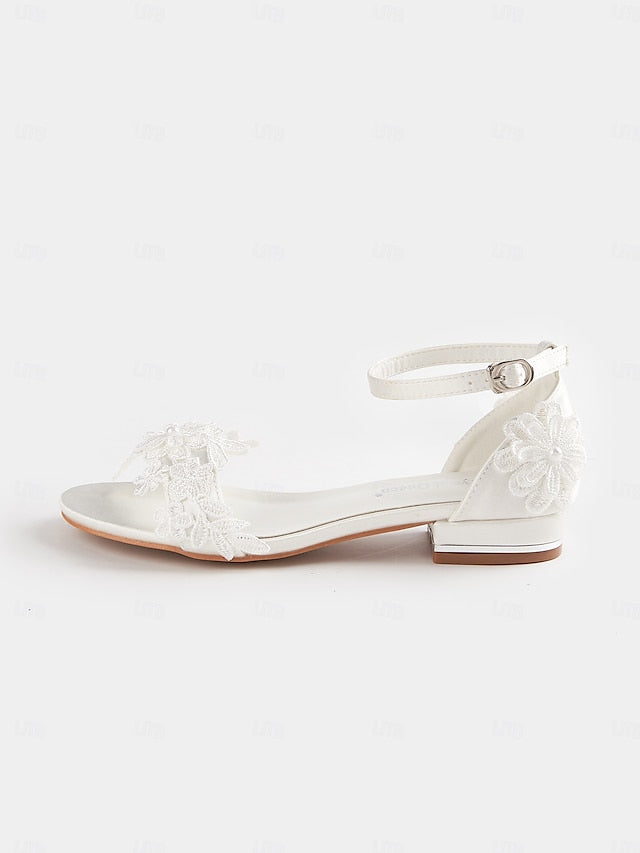 Women's – Lace Flat Bridal Sandals Wedding White Elegant
