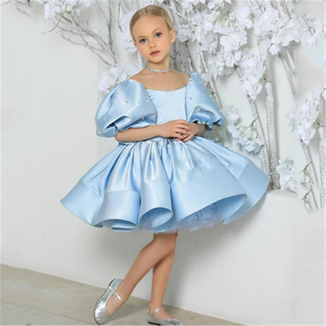 Solid Kids Color Dress Girl Flower Girls'