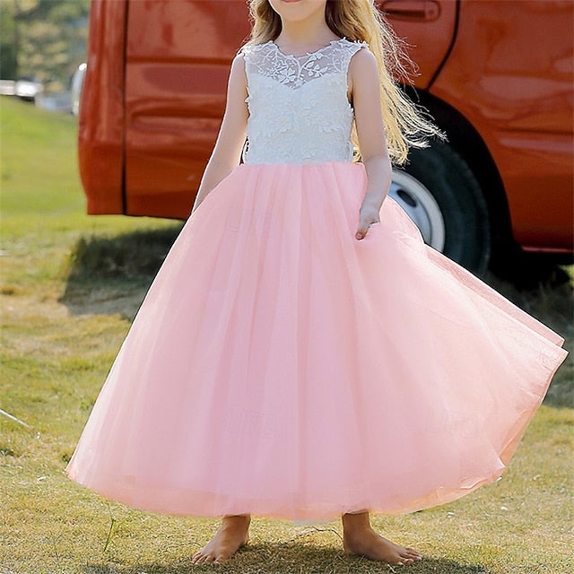 Party Girl Girls' Kids Solid Color Flower Dress