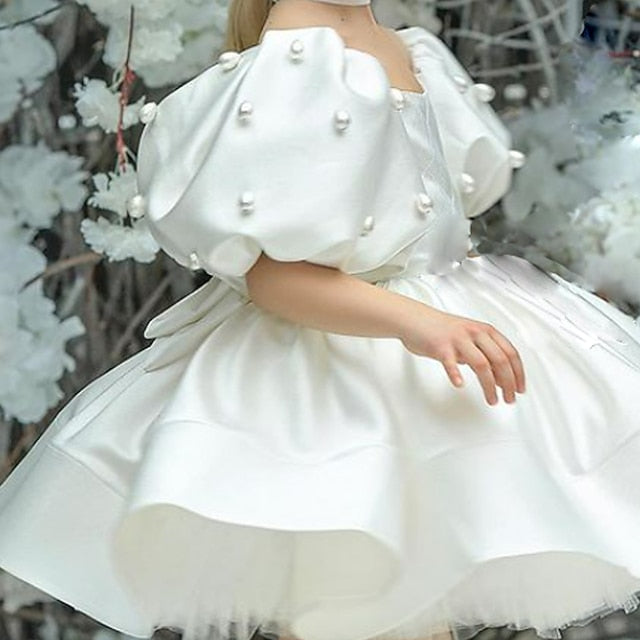 Solid Kids Color Dress Girl Flower Girls'