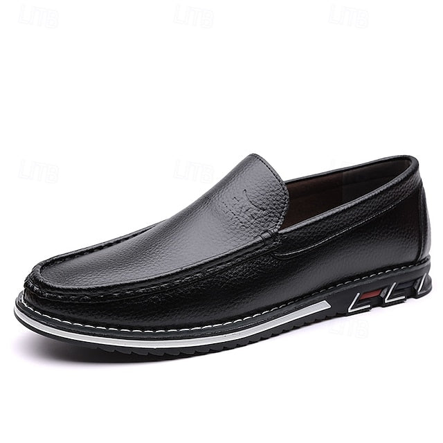 Men's Blue Faux Leather Slip-On Loafers with Durable Sole