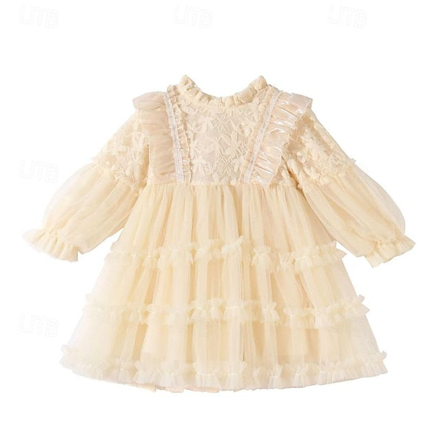 Flower Dress Long Girls' Kids Color Solid Girl Party