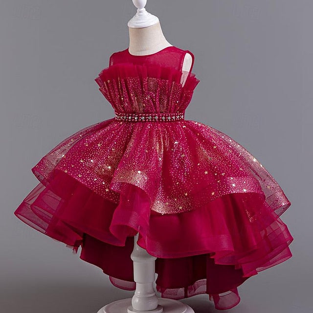 Party Kids Girl Sleeveless Flower Sequin Girls' Dress