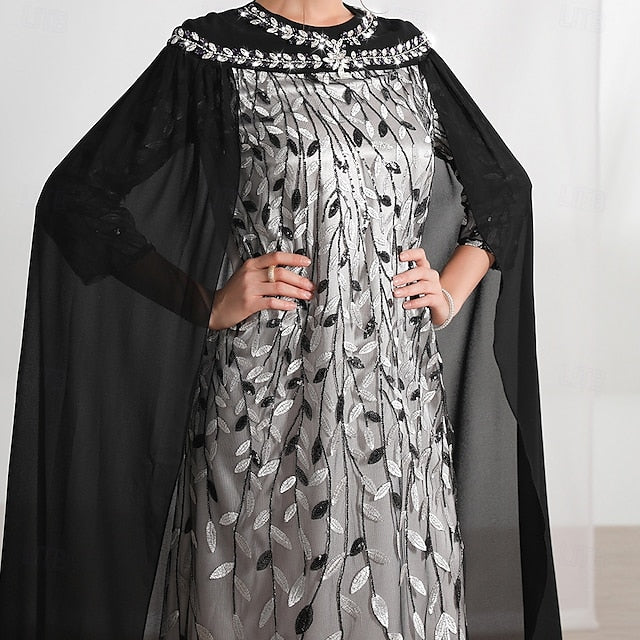 Cape A-Line of Mother Bride Dress Crew Elegant Neck the