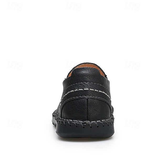 Men's Beige Genuine Faux Leather Moccasins – Handmade