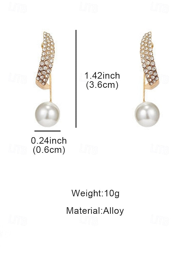 Pearl Detailing Gold-Plated – Elegant Crystal Earrings with